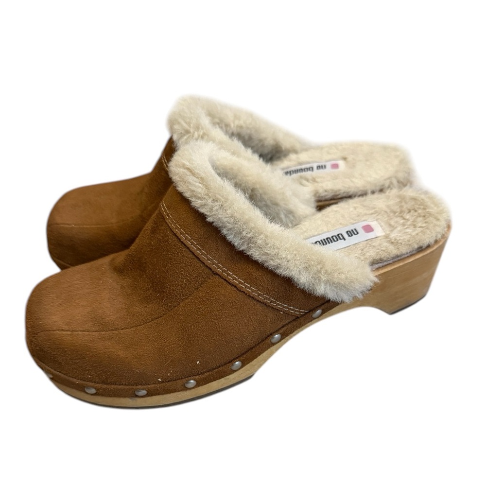 No Boundaries Brown Faux Fur Clogs